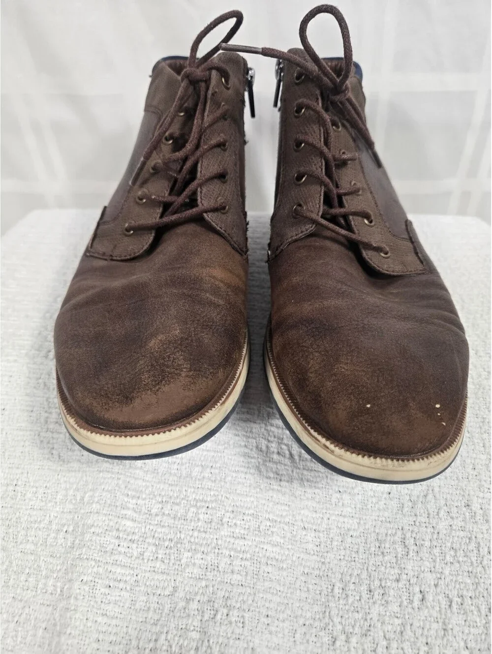 B-52 Bullboxer Sully Brown Ankle Chukka Boots Side Zip 8M